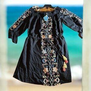 NWT Blue Island embroidered off Shoulder Boho Hippie Dress Sz M